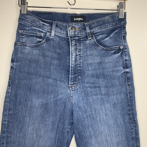 EXPRESS Straight Super High Rise 4R Blue Denim Jeans - Picture 2 of 12